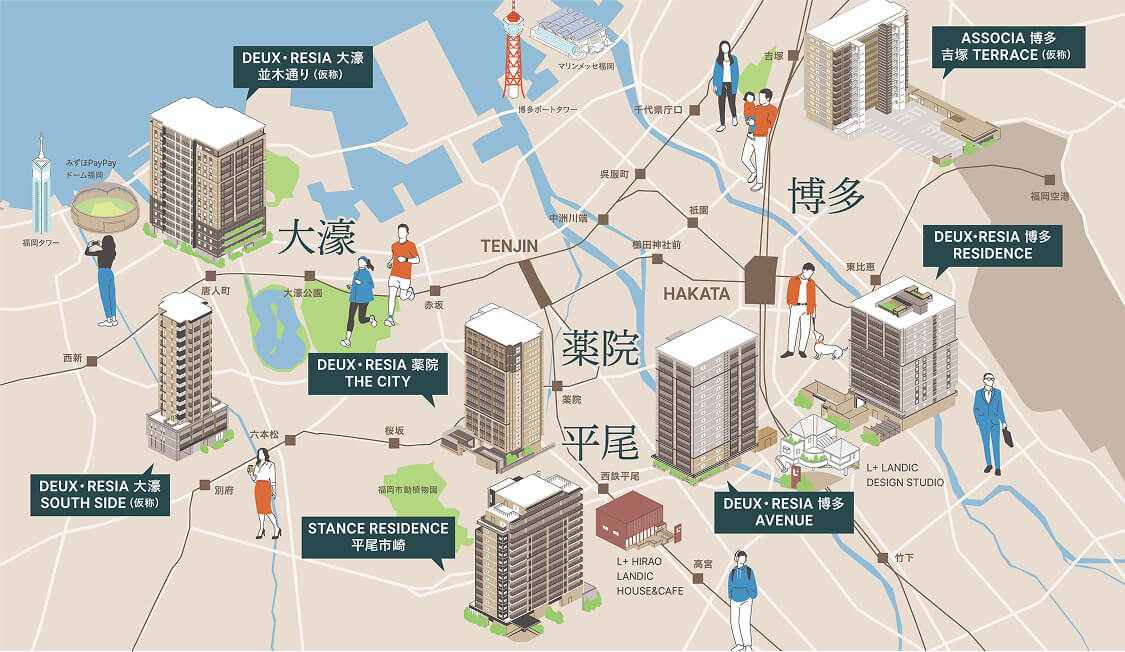 LANDICが手掛ける福岡市のマンションのマップ