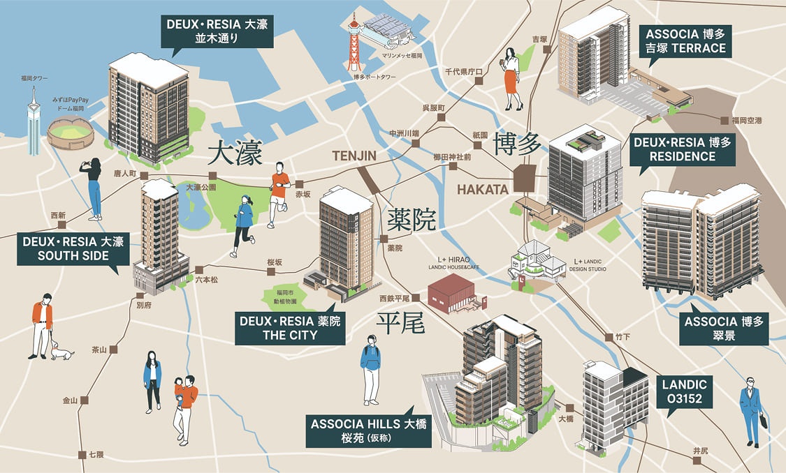 LANDICが手掛ける福岡市のマンションのマップ