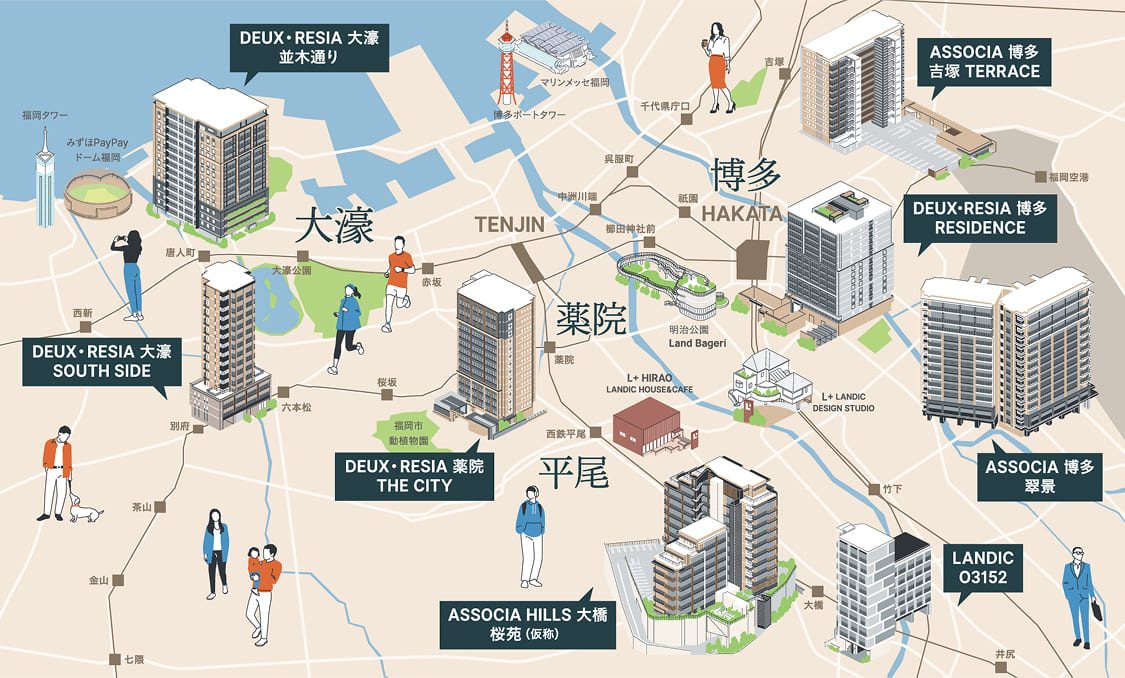 LANDICが手掛ける福岡市のマンションのマップ
