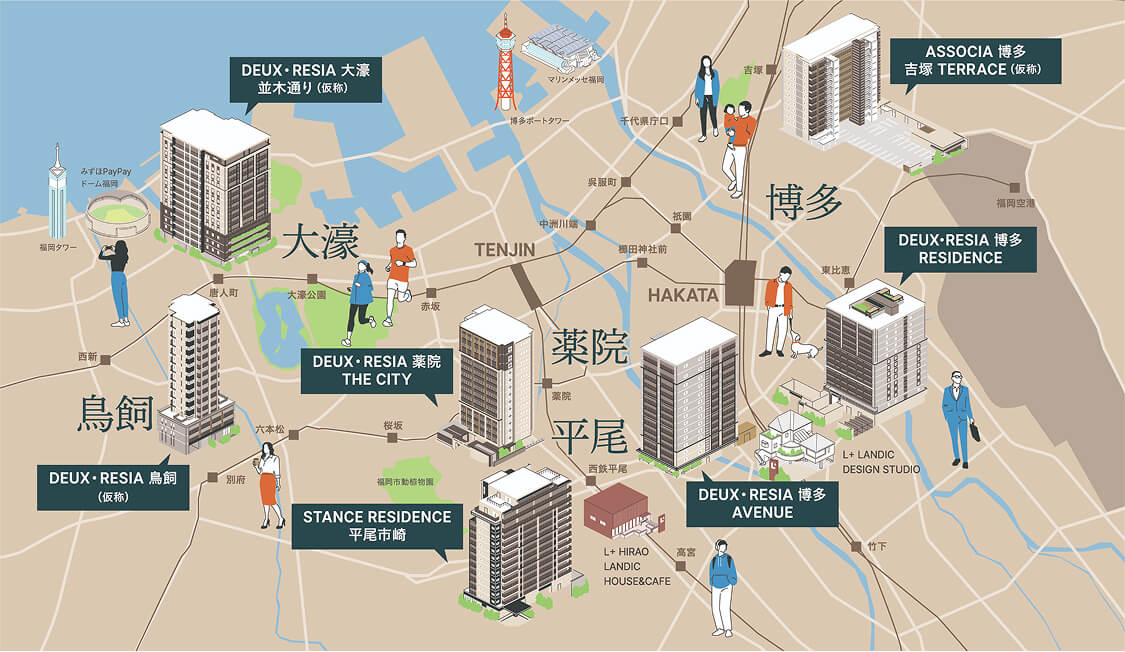 LANDICが手掛ける福岡市のマンションのマップ